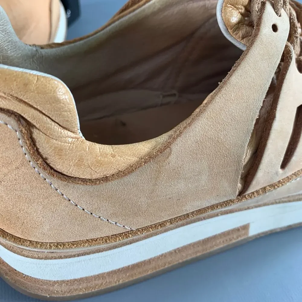 HENDER SCHEME Size 12 MIP-12 Beige Natural Leather Lace-Up Sneakers